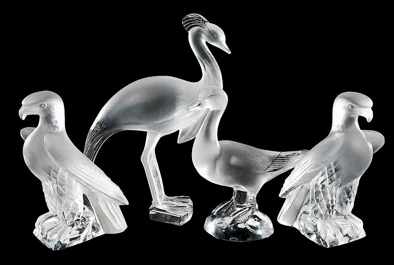 Appraisal: Four Lalique Frosted Animal Figures included two Liberty Eagles -