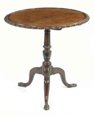 Appraisal: A mahogany tripod table the circular dished tilt top with