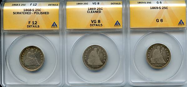 Appraisal: Liberty Seated Quarters -S C F Details Scratched-Polished ANACS C