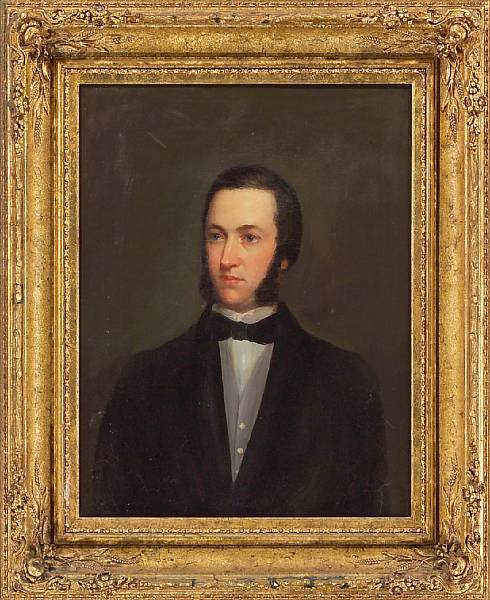 Appraisal: American School oil on canvas portrait of a young man