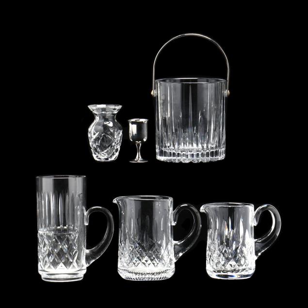 Appraisal: GROUP OF GLASS BARWARE INCLUDING WATERFORD Including Waterford pitchers Waterford