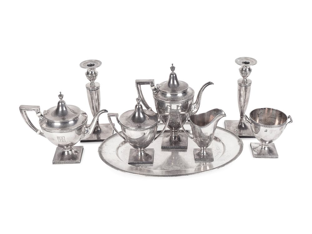 Appraisal: An American Silver Tea and Coffee Service with Oval Tray