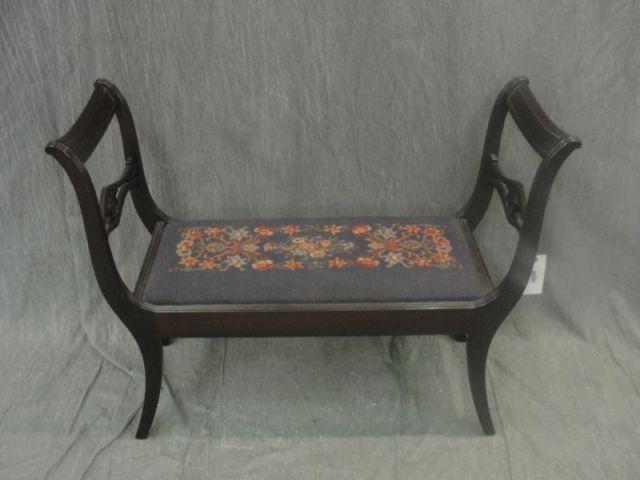 Appraisal: Neoclassical Style Needlepoint Bench From a Bronxville estate Dimensions w