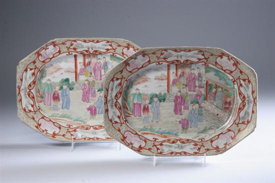 Appraisal: PAIR CHINESE FAMILLE ROSE PORCELAIN PLATTERS th century Figural decoration