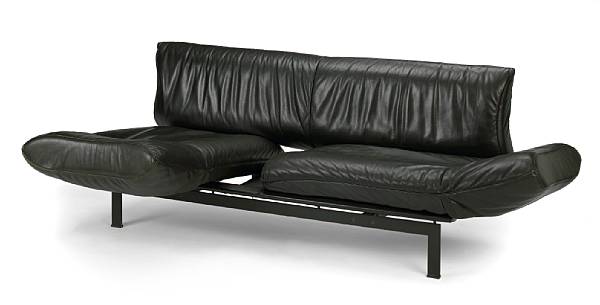 Appraisal: A De Sede black steel and leather Mirabile adjustable sofa