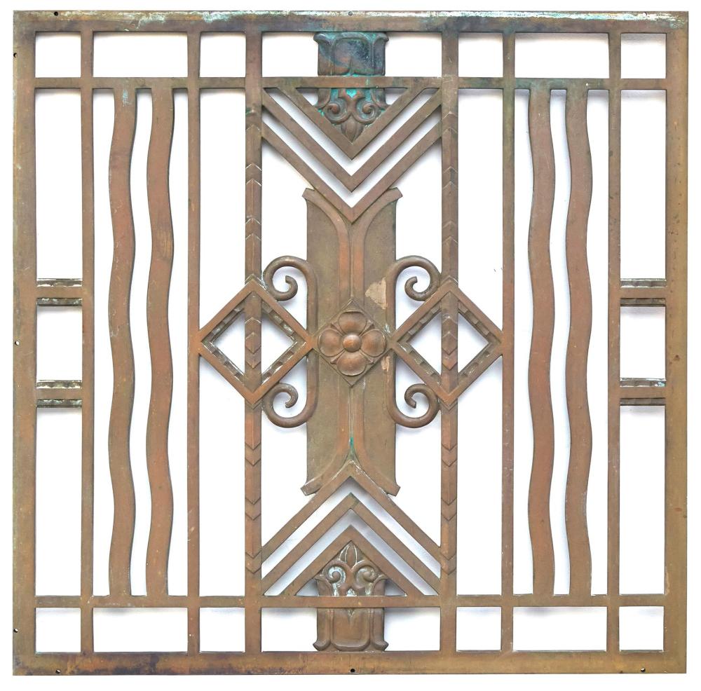 Appraisal: An Art Deco bronze architectural window grill Second-Quarter th Century