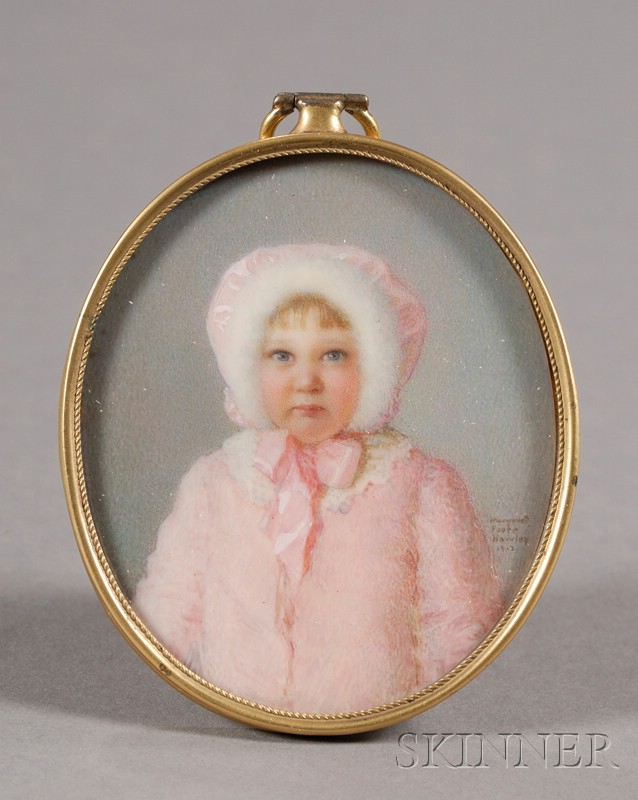 Appraisal: Portrait Miniature of a Little Girl in Pink Margaret Foote