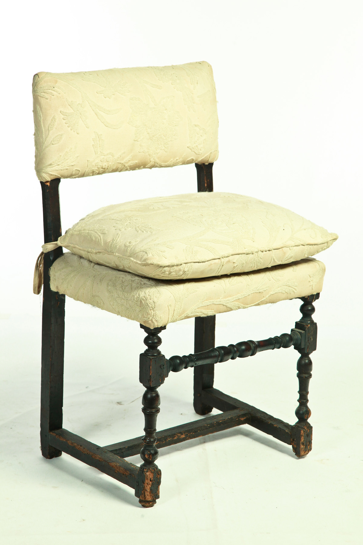 Appraisal: BAROQUE BACK STOOL European probably th century oak Turned legs