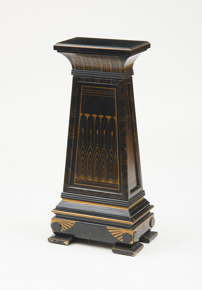 Appraisal: EGYPTIAN REVIVAL EBONIZED AND GILT PEDESTAL Late th century x