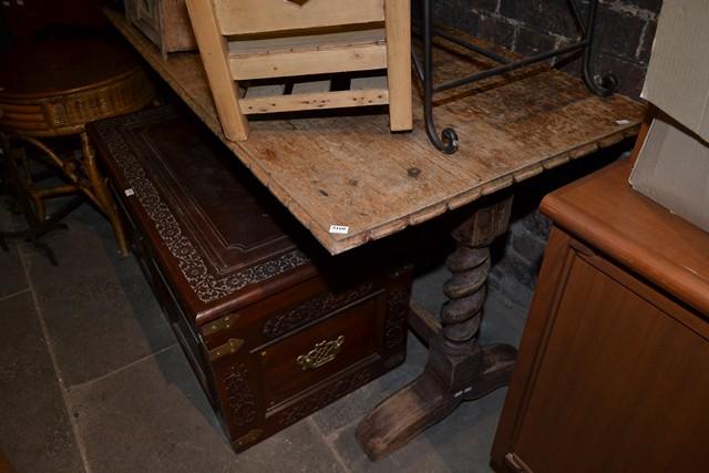 Appraisal: A BARLEY TWIST OAK TABLE A BARLEY TWIST OAK TABLE