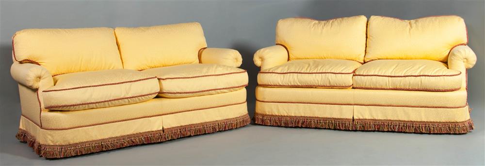 Appraisal: PAIR OF EDWARD FERRELL LTD LOVESEATS straight back behind two