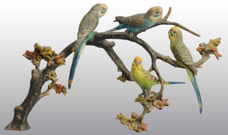 Appraisal: Vienna Bronze Parakeet on Branch Statue Description Statue depicts three