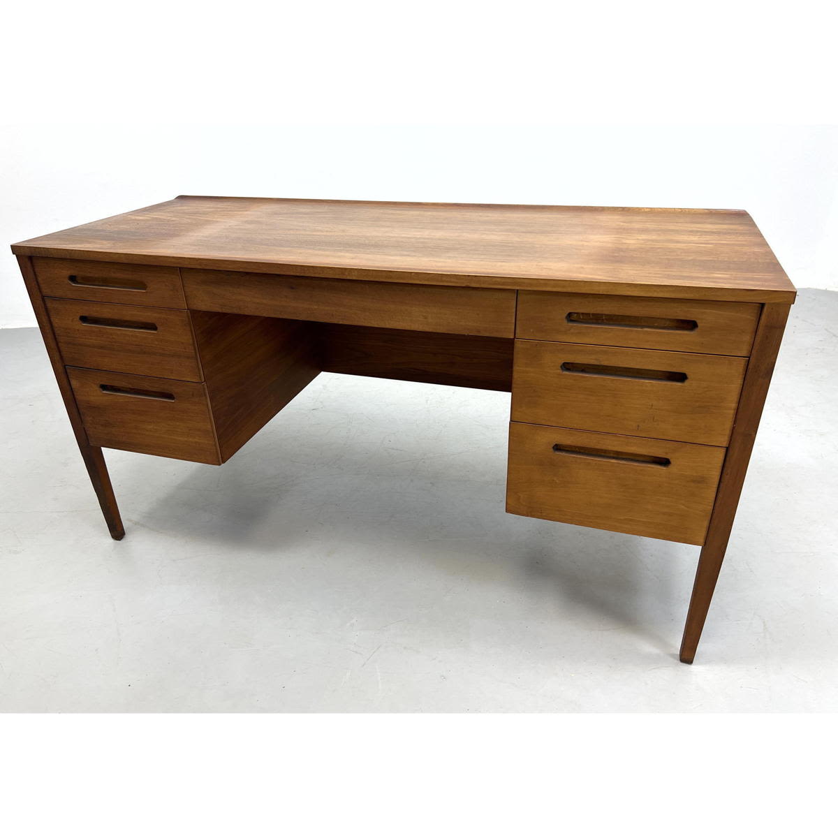 Appraisal: Danish Modern Teak Desk with recessed pulls and raised edge