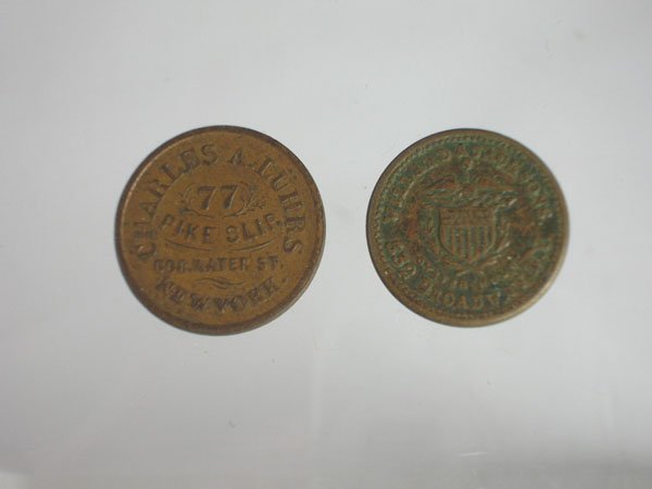 Appraisal: Lot of two Civil War era trade tokens One copper