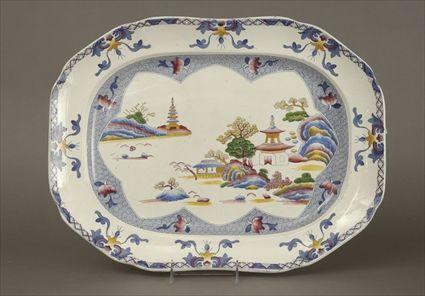 Appraisal: Copeland Garrett Transfer-Printed and Polychromed Pottery Meat Platter x in