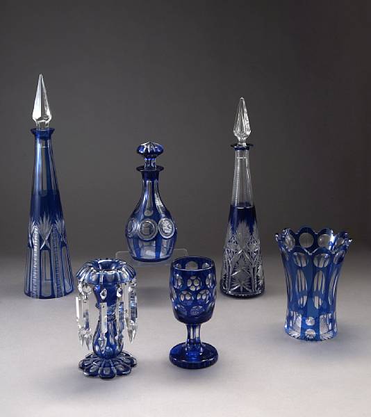 Appraisal: An German assembled group of cobalt blue cut to clear