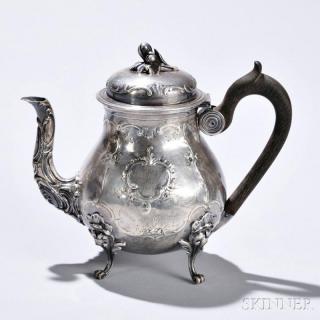 Appraisal: Continental Silver Teapot bearing indistinct French-style maker's mark and French