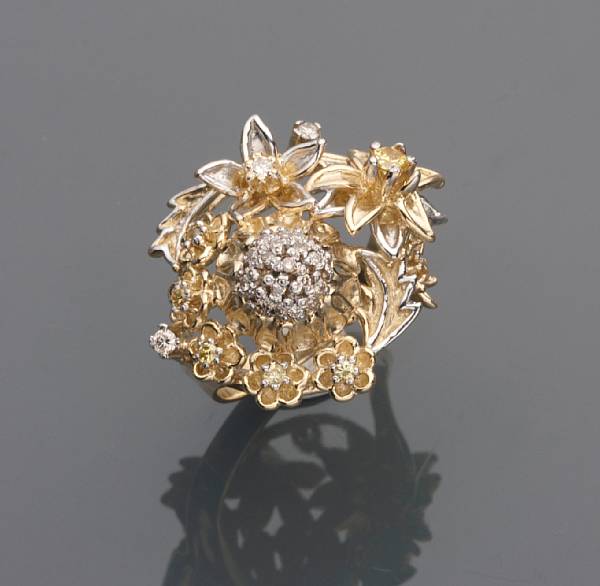 Appraisal: A diamond colored stone and k gold ring g