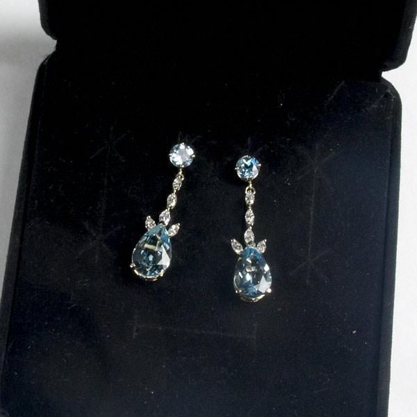 Appraisal: AQUAMARINE AND DIAMOND EARRINGS Pear-shaped aquamarines cts TW and marquise