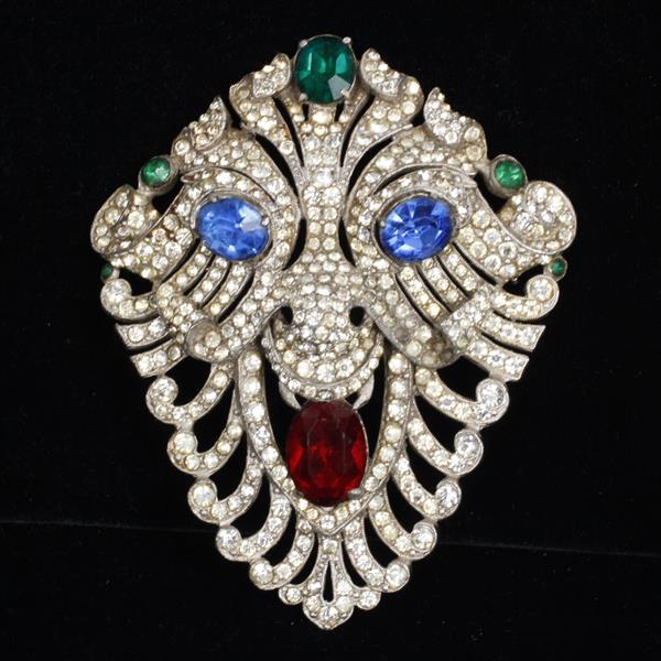 Appraisal: Staret Rhinestone Lion Face Mask Brooch H