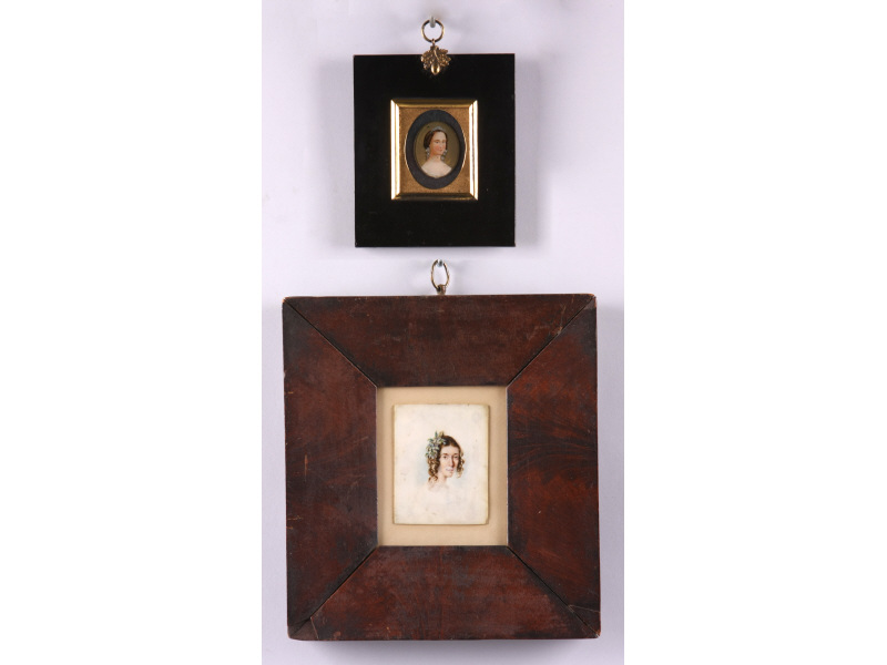 Appraisal: Two Portrait Miniatures th c the first on ivory of