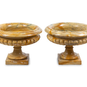 Appraisal: A Pair of Neoclassical Style Marble Urns Circa Height x