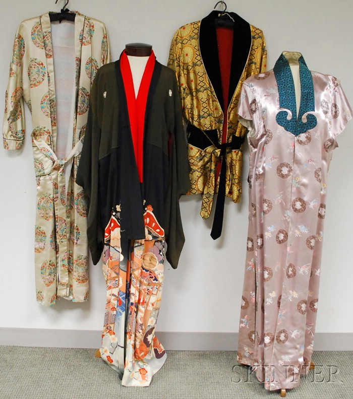 Appraisal: Four Asian and Asian-style Silk and Embroidered Robes approx size