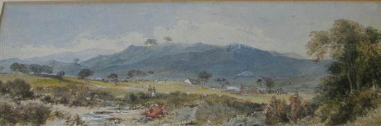 Appraisal: th Century watercolour landscape with figures x watercolour scene with