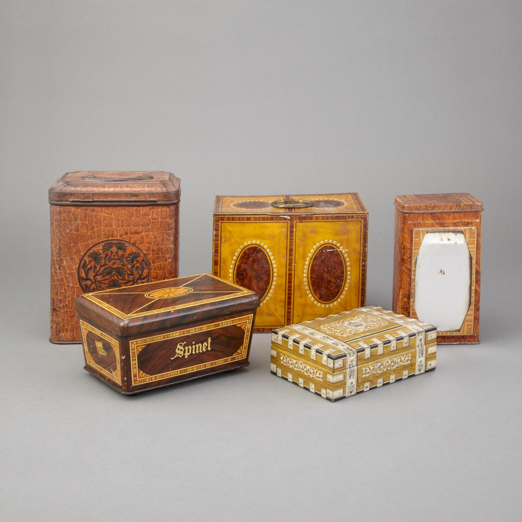 Appraisal: Group of Eight English Biscuit Tins First quarter of the