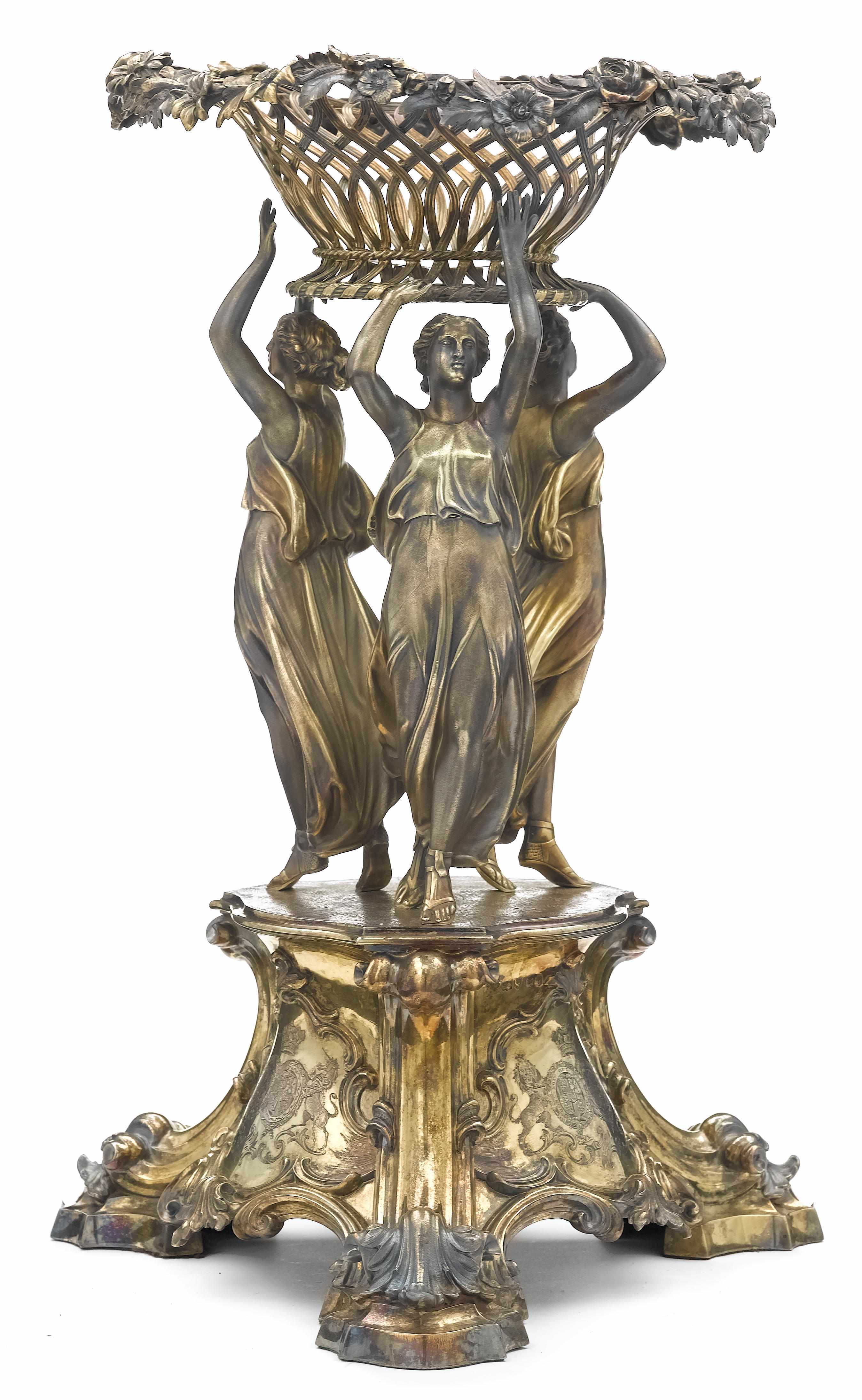 Appraisal: A William lV silver-gilt figural dessert stand Edward Ed Jr