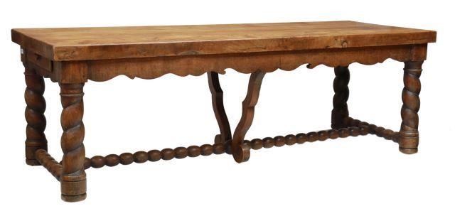 Appraisal: French Provincial oak farmhouse table early th c thick tabletop