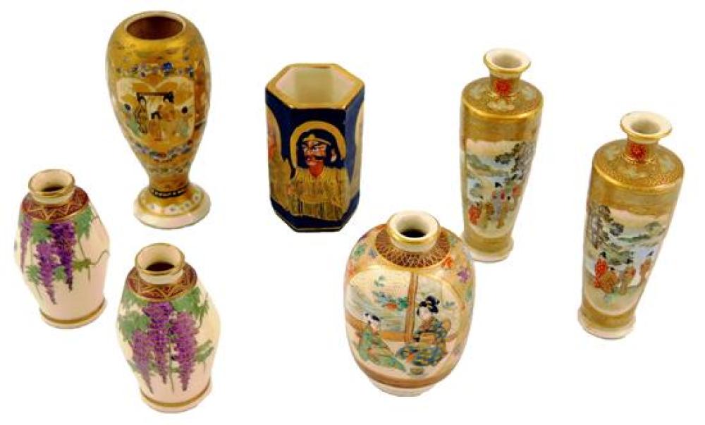 Appraisal: ASIAN Collection of seven miniature Satsuma vases Japanese th th