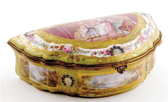 Appraisal: Gilt-metal mounted Sevres style porcelain covered box late th early