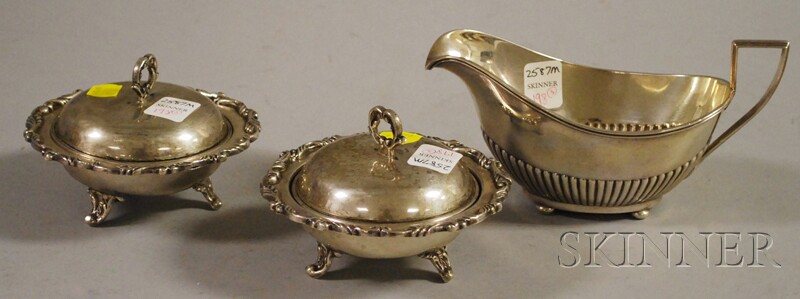 Appraisal: Three Small Sterling Table Articles a pair of Mexican Plater