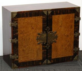 Appraisal: Chinoiserie With laminate mahogany case and combination zebrawood and burlwood