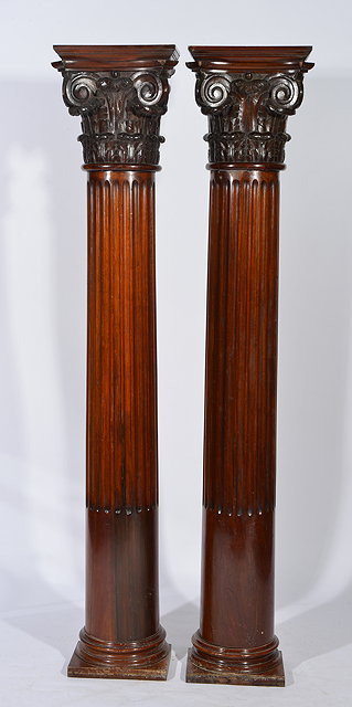 Appraisal: A PAIR OF MAHOGANY INTERNAL ARCHITECTURAL PILASTER COLUMN of Corinthian