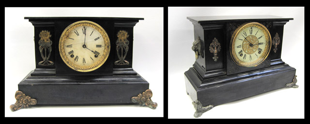 Appraisal: TWO ANSONIA MANTEL CLOCKS American c both with springwound time