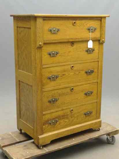 Appraisal: th c Victorian oak tall chest drawers '' W ''