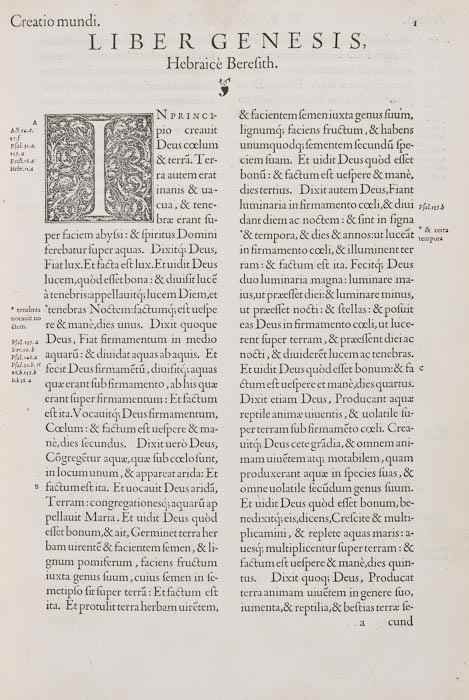 Appraisal: Bible Latin Biblia Sacra vol in double column woodcut printer's