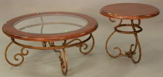 Appraisal: Circular glass top coffee table on iron base ht in