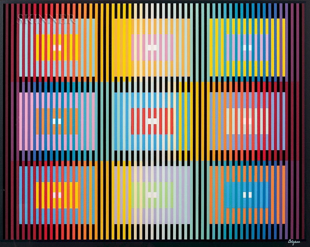 Appraisal: Yaacov Agam Israeli b Two Works Interieur Espace Noir Yaacov