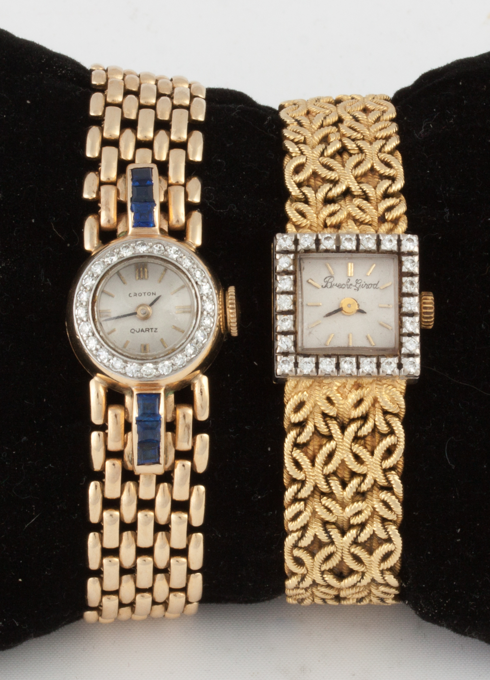 Appraisal: Two K Gold Watches L Croton Quartz Ladies k gold