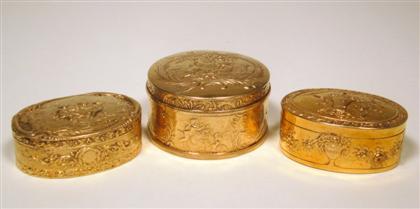 Appraisal: Three Continental silver gilt boxes late th century