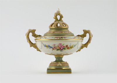 Appraisal: A Royal Worcester two-handled vase and cover painted by Richard