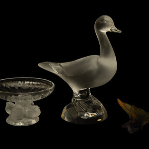 Appraisal: Two Lalique Table Articles and a Daum Butterfly Figurine Second