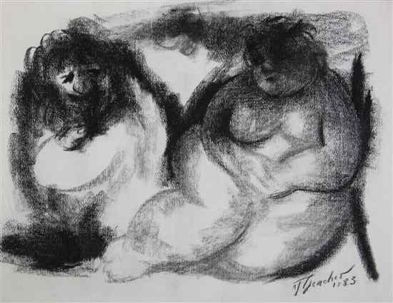 Appraisal: Yuri Grachev Russian American - Artist and Model charcoal on