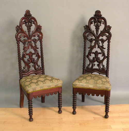 Appraisal: Pair of gothic revival side chairs th c