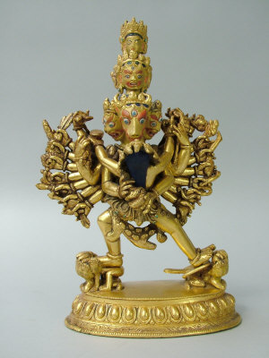 Appraisal: A Sino-Tibetan gilt bronze figure of Mahamaya and Buddhadakini with