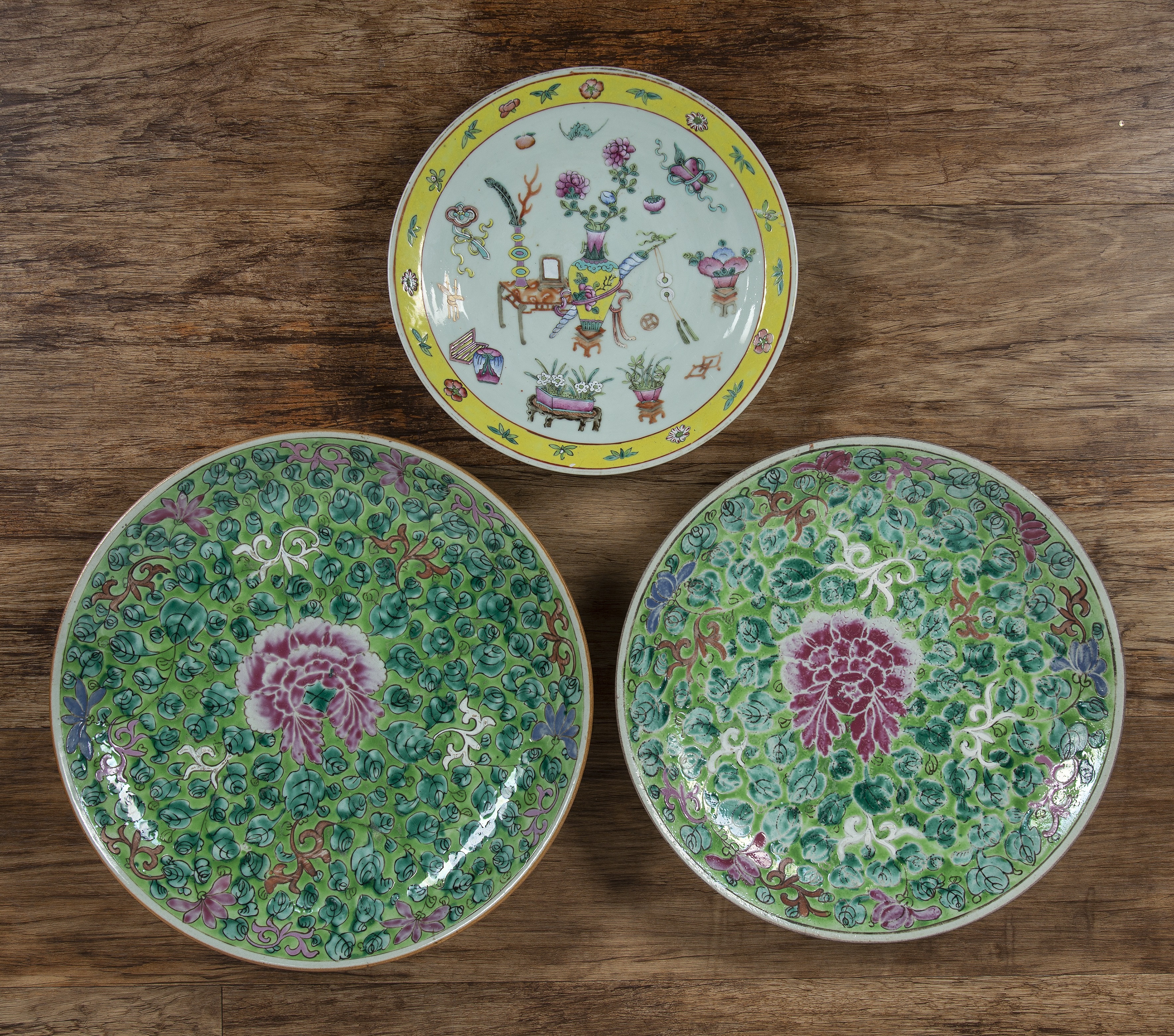 Appraisal: Pair of Peranakan chargers Straits China th Century set against