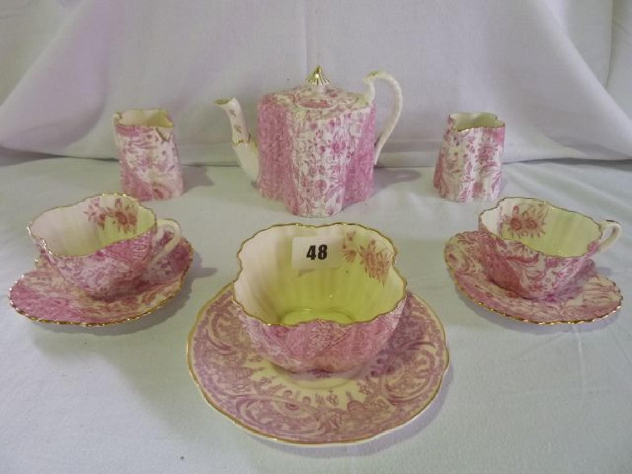 Appraisal: Wileman Co tea set for two of shaped form transfer